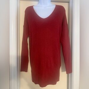 White House Black Market Red V-Neck Cashmere blend Sweater Size Small